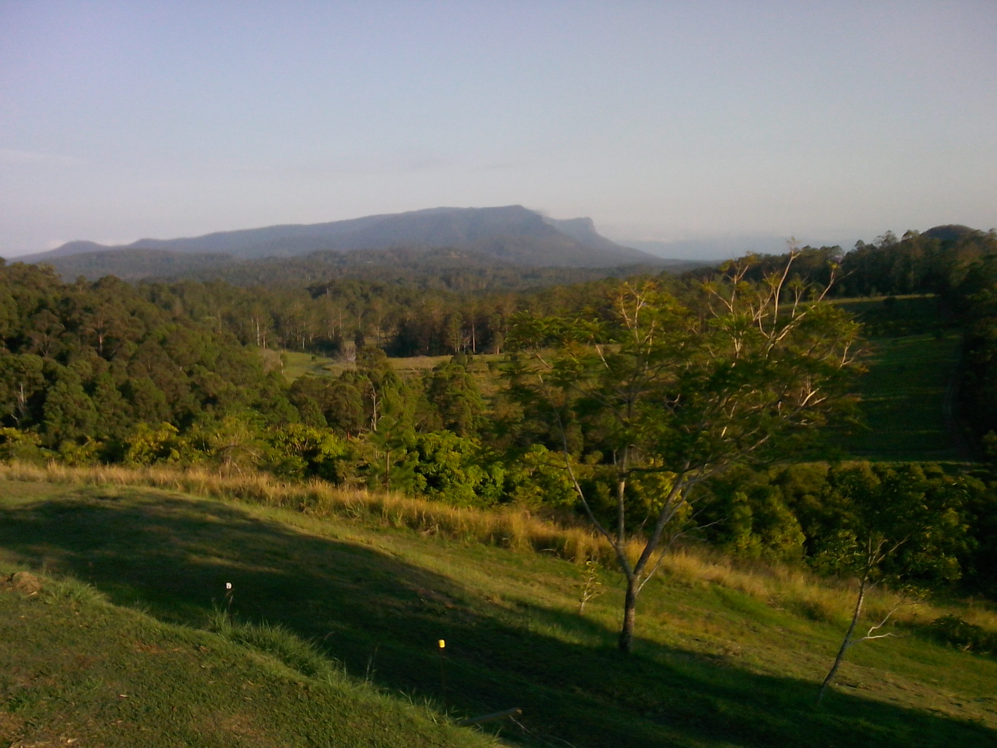 View of rain forest covered mountains from house at Stoney Chute nr Nimbin, NSW, Australia