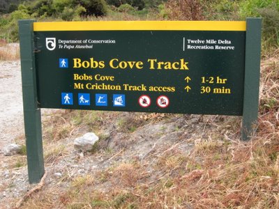 Bobâ€™s Cove Track Sign