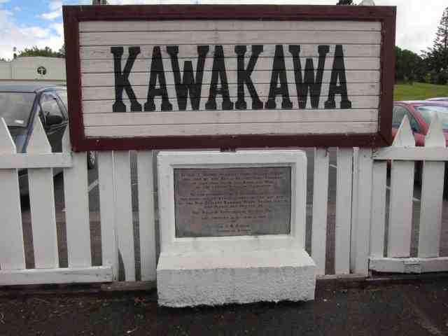 Wooden sign for Kawakawa town