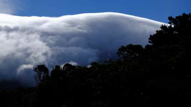 Mount Taranaki shrouded in cloud